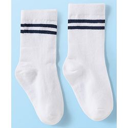 Cute Walk by Babyhug Knit Ankle Length Antibacterial Socks With Stripe Design Pack Of 3 - Navy Blue White & Maroon