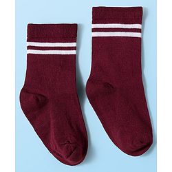 Cute Walk by Babyhug Knit Ankle Length Antibacterial Socks With Stripe Design Pack Of 3 - Navy Blue White & Maroon