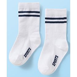 Cute Walk by Babyhug Knit Ankle Length Antibacterial Socks With Stripe Design Pack Of 3 - Navy Blue White & Maroon