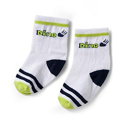 Cute Walk by Babyhug Knit Ankle Length Antibacterial Socks With Stripes & Animal Print Pack Of 3 - Limegreen & White