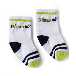 Cute Walk by Babyhug Knit Ankle Length Antibacterial Socks With Stripes & Animal Print Pack Of 3 - Limegreen & White