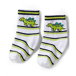 Cute Walk by Babyhug Knit Ankle Length Antibacterial Socks With Stripes & Animal Print Pack Of 3 - Limegreen & White