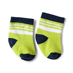 Cute Walk by Babyhug Knit Ankle Length Antibacterial Socks With Stripes & Number Design Pack Of 3 - Black & Neon Green