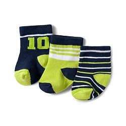 Cute Walk by Babyhug Knit Ankle Length Antibacterial Socks With Stripes & Number Design Pack Of 3 - Black & Neon Green