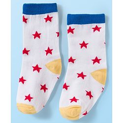 Cute Walk by Babyhug Knit Ankle Length Antibacterial Socks With Colorblock & Star Design Pack Of 3 - White & Blue