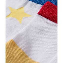 Cute Walk by Babyhug Knit Ankle Length Antibacterial Socks With Colorblock & Star Design Pack Of 3 - White & Blue