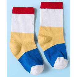 Cute Walk by Babyhug Knit Ankle Length Antibacterial Socks With Colorblock & Star Design Pack Of 3 - White & Blue