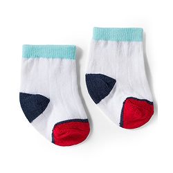Cute Walk by Babyhug Knit Ankle Length Antibacterial Socks With Vehicle & Stripes Design Pack Of 3 - White