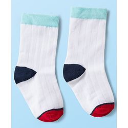 Cute Walk by Babyhug Knit Ankle Length Antibacterial Socks With Vehicle & Stripes Design Pack Of 3 - White