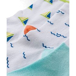 Cute Walk by Babyhug Knit Ankle Length Antibacterial Socks With Sealife Print Pack Of 3 - White & Blue