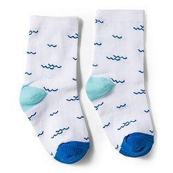 Cute Walk by Babyhug Knit Ankle Length Antibacterial Socks With Sealife Print Pack Of 3 - White & Blue