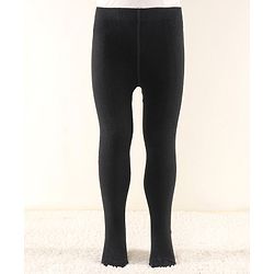 Cute Walk by Babyhug Knit Full Length Anti Bacterial Solid Colour Tights - Black