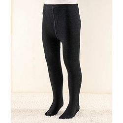 Cute Walk by Babyhug Knit Full Length Anti Bacterial Solid Colour Tights - Black