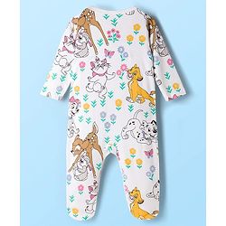 Babyhug Disney Interlock Knit Footed Sleepsuit with Disney Character Graphic Pack of 2 - Light Green & White