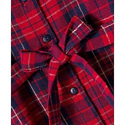 Babyhug Cotton Woven Full Sleeves Shirt Dress & Belt with Checks Print - Red