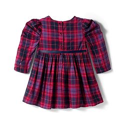 Babyhug Cotton Woven Full Sleeves Winter Frock With Checks & Belt - Purple