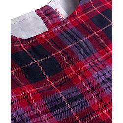 Babyhug Cotton Woven Full Sleeves Winter Frock With Checks & Belt - Purple