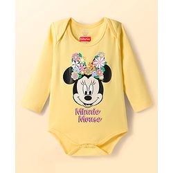 Babyhug Disney Interlock Knit Full Sleeves Onesies with Minnie Mouse Graphic Pack of 3 - Yellow Light Blue & White