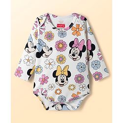 Babyhug Disney Interlock Knit Full Sleeves Onesies with Minnie Mouse Graphic Pack of 3 - Yellow Light Blue & White
