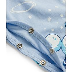 Babyhug Disney Interlock Knit Full Sleeves Sleepsuits With Space Theme Print Pack of 2 - White & Blue