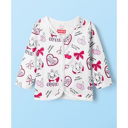 Babyhug Disney Interlock Knit Full Sleeves Front Open Jhabla with Marie Graphic Pack of 3 - Red Pink & White