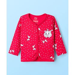 Babyhug Disney Interlock Knit Full Sleeves Front Open Jhabla with Marie Graphic Pack of 3 - Red Pink & White