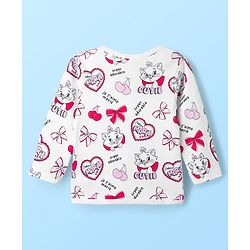 Babyhug Disney Interlock Knit Full Sleeves Front Open Jhabla with Marie Graphic Pack of 3 - Red Pink & White