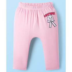 Babyhug Disney Interlock Knit Full Length Diaper Leggings with Marie Graphic Pack of 3 - Red Pink & White