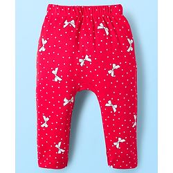 Babyhug Disney Interlock Knit Full Length Diaper Leggings with Marie Graphic Pack of 3 - Red Pink & White
