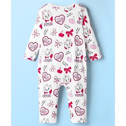 Babyhug Disney Interlock Knit Full Sleeves Front Open Romper with Marie Graphic Pack of 2 - Pink & White