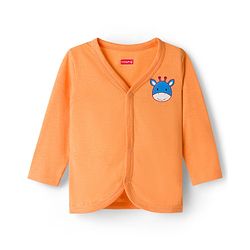 Babyhug Single Jersey Knit Full Sleeves T-Shirt & Lounge Pant Set with Giraffe Print - Orange
