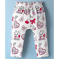 Babyhug Disney Interlock Knit Full Sleeves Onesie with Diaper Legging & Marie Graphic - Pink & White