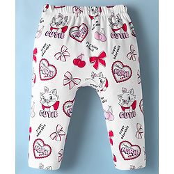 Babyhug Disney Interlock Knit Full Sleeves Onesie with Diaper Legging & Marie Graphic - Pink & White