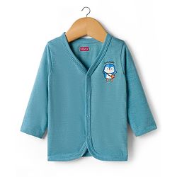 Babyhug Single Jersey Knit Full Sleeves T-Shirt & Pant Set With Bird Print - Teal Blue