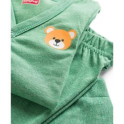 Babyhug Single Jersey Knit Full Sleeves T-Shirt & Lounge Pant Set with Bear Graphic - Green