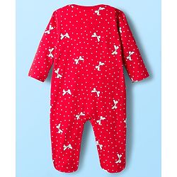 Babyhug Disney Interlock Knit Full Sleeves Footed Sleepsuit With Marie Graphics Pack Of 2 - Red & White
