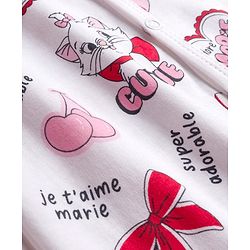 Babyhug Disney Interlock Knit Full Sleeves Footed Sleepsuit With Marie Graphics Pack Of 2 - Red & White