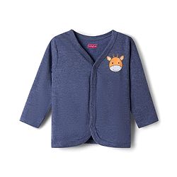 Babyhug Single Jersey Knit Full Sleeves T-Shirt & Lounge Pant Set with Giraffe Graphic - Navy Blue