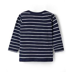 Babyhug Single Jersey Knit Full Sleeves Co-ords T-Shirt & Lounge Pant Set with Stripes - Navy Blue
