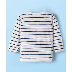 Babyhug Single Jersey Knit Full Sleeves Co-ords T-Shirt & Lounge Pant Set with Stripes - White