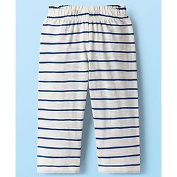 Babyhug Single Jersey Knit Full Sleeves Co-ords T-Shirt & Lounge Pant Set with Stripes - White