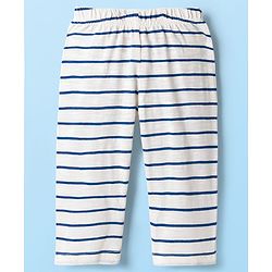 Babyhug Single Jersey Knit Full Sleeves Co-ords T-Shirt & Lounge Pant Set with Stripes - White