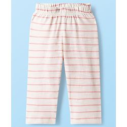 Babyhug Single Jersey Knit Full Sleeves Co-ords T-Shirt & Lounge Pant Set with Stripes - White