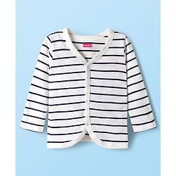 Babyhug Single Jersey Knit Full Sleeves Co-ords T-Shirt & Lounge Pant Set with Stripes - White