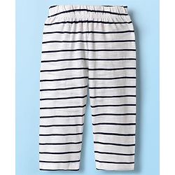Babyhug Single Jersey Knit Full Sleeves Co-ords T-Shirt & Lounge Pant Set with Stripes - White