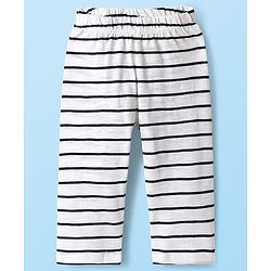 Babyhug Single Jersey Knit Full Sleeves Co-ords T-Shirt & Lounge Pant Set with Stripes - White