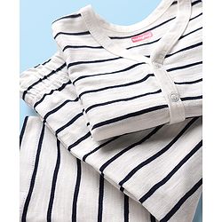 Babyhug Single Jersey Knit Full Sleeves Co-ords T-Shirt & Lounge Pant Set with Stripes - White