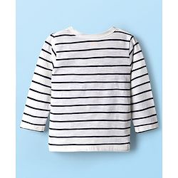 Babyhug Single Jersey Knit Full Sleeves Co-ords T-Shirt & Lounge Pant Set with Stripes - White