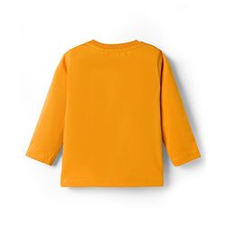 Babyhug Single Jersey Knit Full Sleeves T-Shirt & Pant Set With Basketball Print - Mustard & Navy Blue