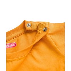 Babyhug Single Jersey Knit Full Sleeves T-Shirt & Pant Set With Basketball Print - Mustard & Navy Blue